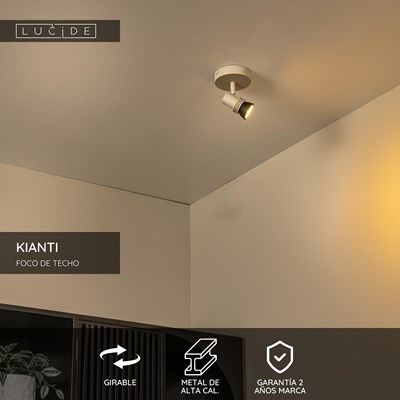 Lucide KIANTI - Foco de techo - Ø 10 cm - 1xGU10 - Taupe